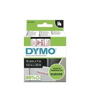 Dymo Original Schriftband, Dymo, 45015, S0720550, rot Druck/weiss Unterl., 7m, 12mm, D1